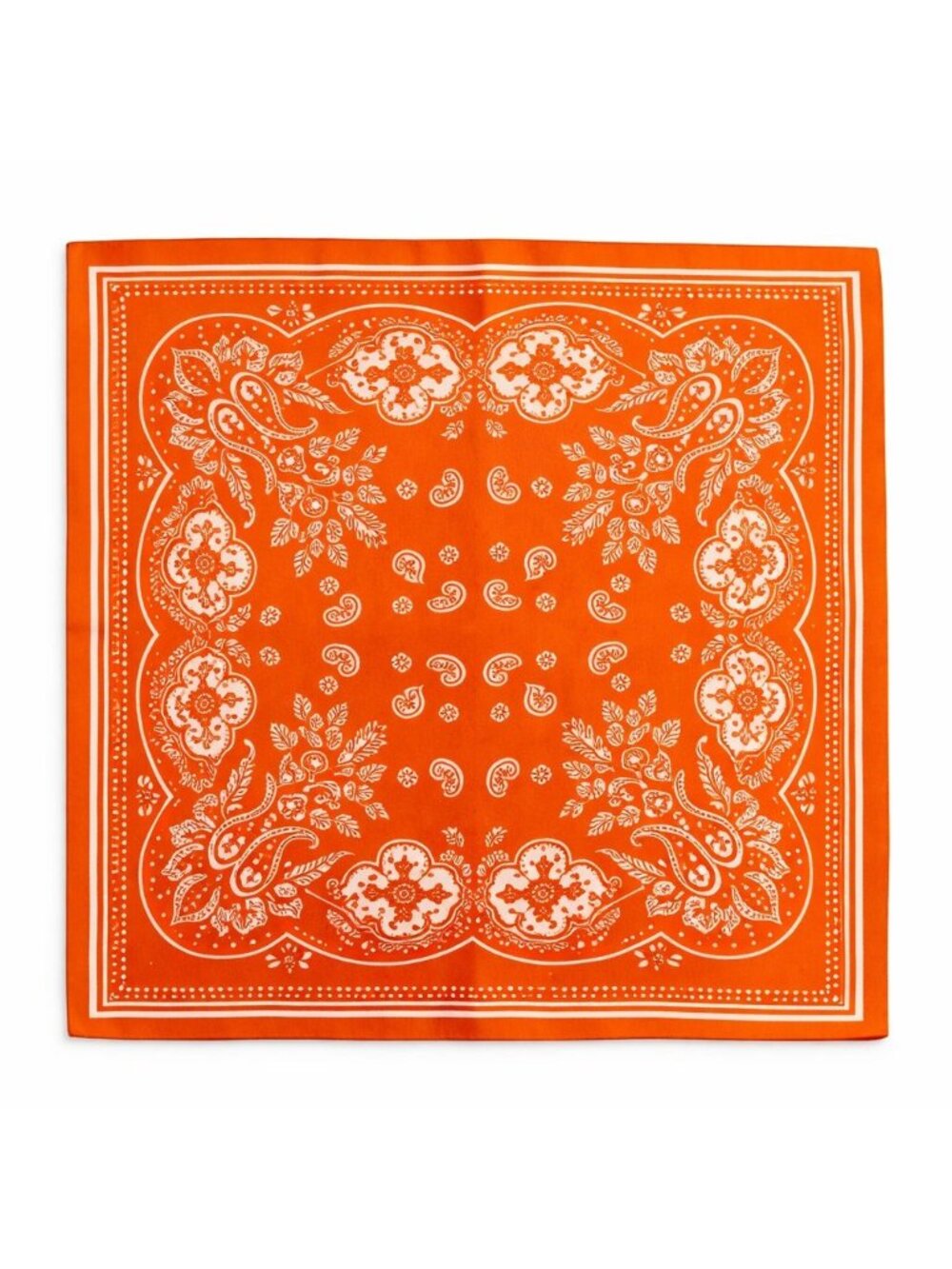 Bright Orange Satin Paisley Scarf Bandana 26x26 Western Cowgirl Wild Rag